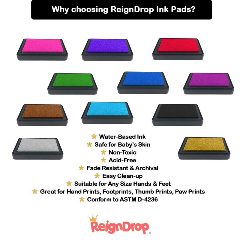 ReignDrop Ink Pad For Baby Footprint & Handprint - Creates Impressive Long Lasting Keepsake Stamp for Infant & Kids. Smudge Proof, Easy to Wipe Off Skin, Safe & Gentle Acid Free(Red) - Image 5